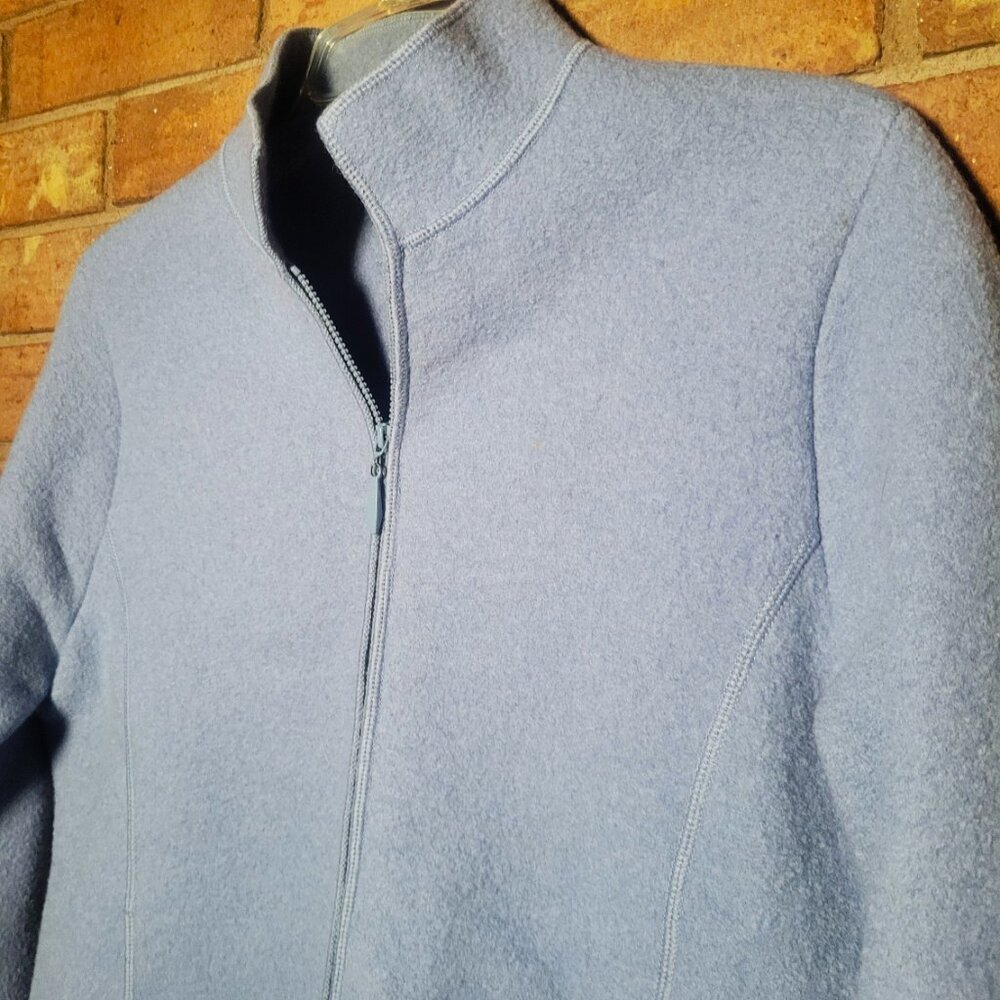 Eileen Fisher Boiled Wool Zip Collared Petite Jacket Boxy Blue - Size PS - Picture 3 of 12